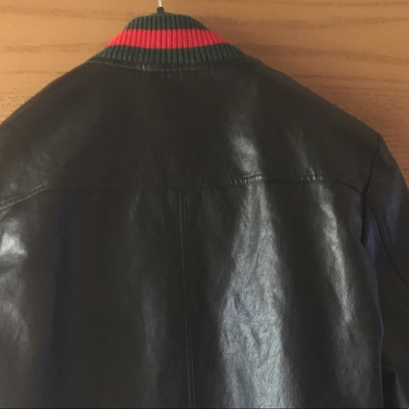 SOLD ❌Gucci leather Jacket ' Green Red knitted Web - Picture 8 of 8